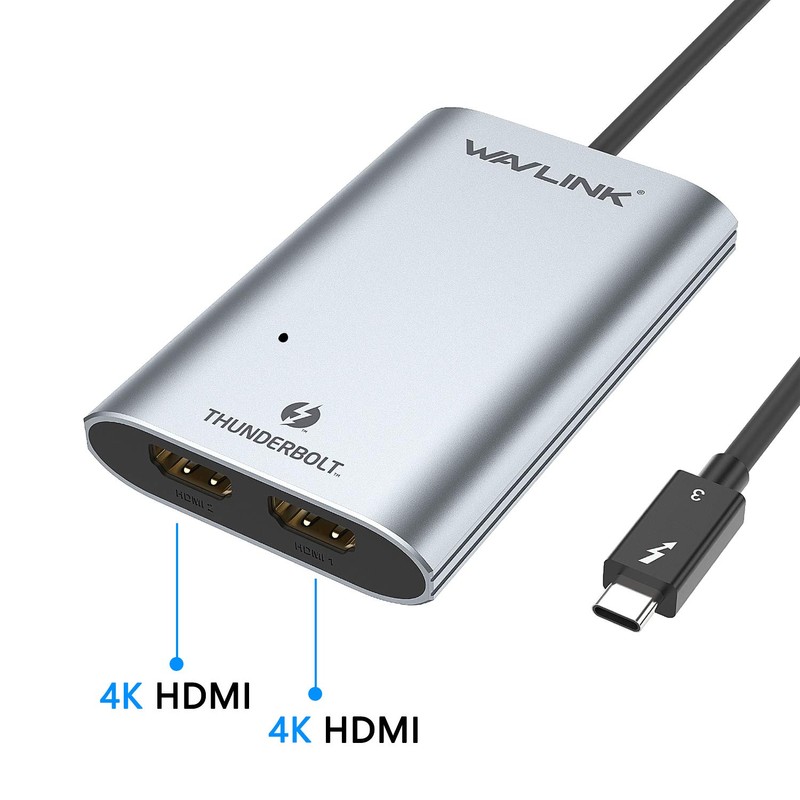 WAVLINK Thunderbolt 3 Mini Docking Station HDMI Adapter Dual 4K