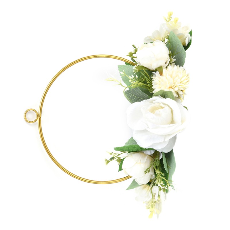 Floral Hoop Metal Ring Wreath Artificial Wall Hanging Wreath for