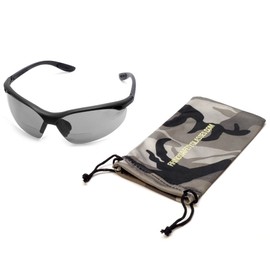 Calabria Rhino R91348 Bifocal Reading Safety Glasses Reader +3.00 Smoke Grey Wrap Around Protective Eyewear/Camouflage Pouch