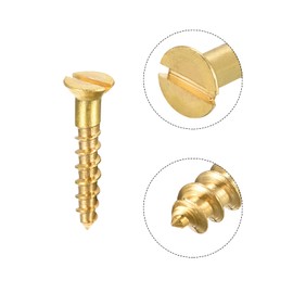 sourcing map Wood Screws M2 x 16 mm Flat Head Brass Slotted Pack of 50