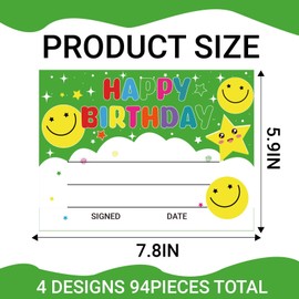 94 Pcs Student of Award Certificates End of School Year Superlatives Certificates Recognition Certificates of Achievement Graduation Birthday Certificates for Teacher Supplies (Happy Birthday)