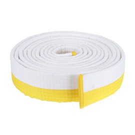 PATIKIL Taekwondo Colored Ranking Belt 1.6" x11.2Ft 3.4m, Cotton Martial Arts Judo Karate Belt for Coach Teaching Practice, White&Yellow