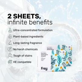 FREY Laundry Detergent Sheets – Cedar Grove Scent | Plant-Derived | 60 Sheets (Pack of 2)