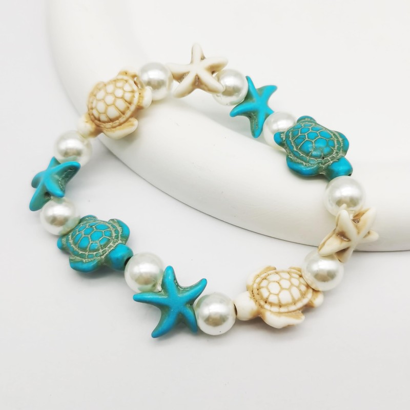 GraceAngie 280Pcs Turtle Beads Starfish Beads Charms Synthetic Irregular Chip