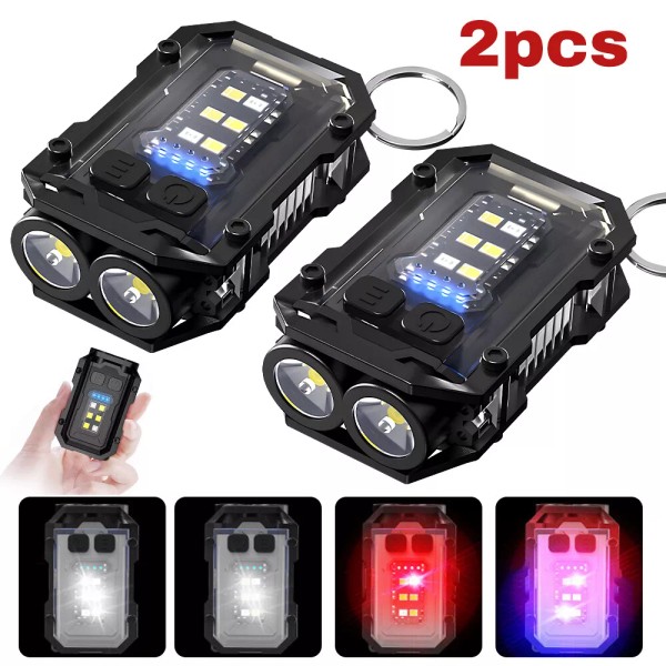 Unbranded 2PCS Rechargeable Mini EDC Keychain Flashlight Compact Pocket COB