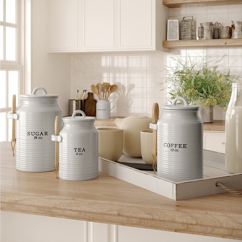 Barnyard Designs Canister Set for Kitchen Counter, Coffee Tea Sugar