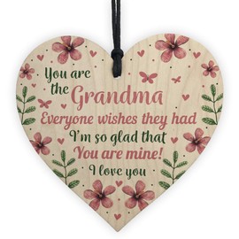 RED OCEAN Grandma Grandparent Gift Wooden Hanging Heart Plaque Birthday Gift For Nan Nanny Gran Mothers Day Heart Sign