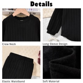 Aalizzwell Girls Clothes 4T Toddler Fall Winter Fashion Rib Knit Slit Pants Outfit Spring Clothing Black