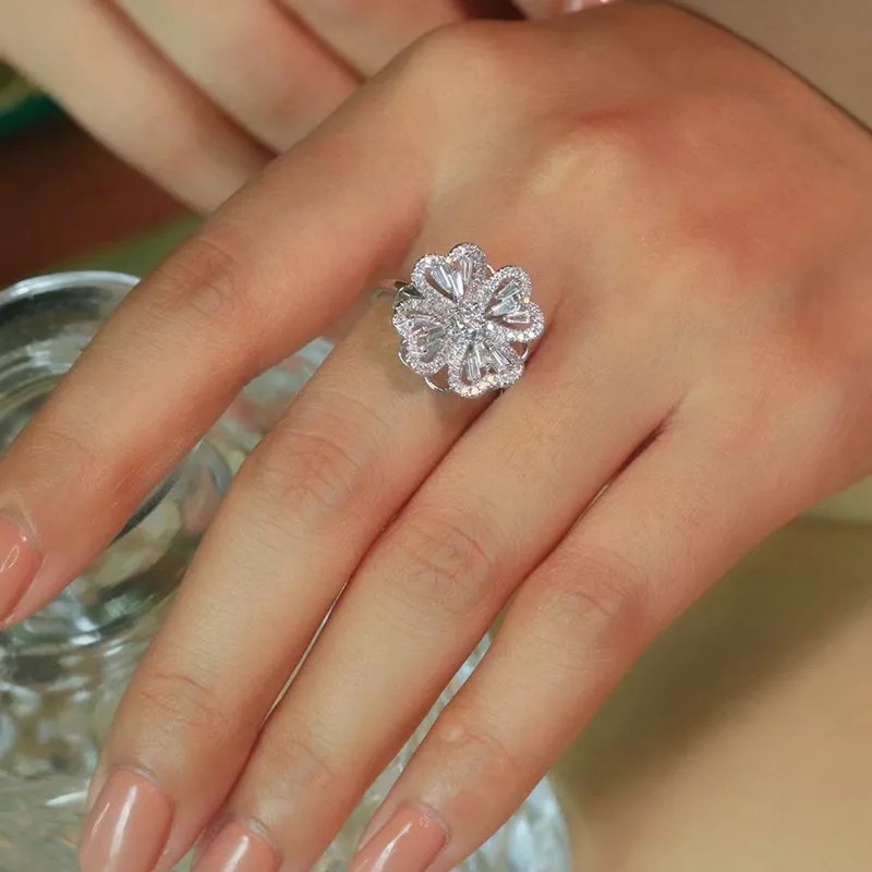 Dtup Anillo Oro Spinner Giratorio Trebol Suerte Tiktok Fino Gira