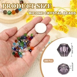 PATIKIL 6mm Bicone Crystal Beads, 200 Pcs Glass Faceted Bicone Beads Loose Spacer Bead for Jewelry Making Bracelet Necklace Earrings Wind Chimes Craft, Lavender