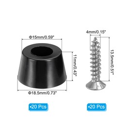 PATIKIL Cutting Board Feet,20 Pieces Non Slip Rubber Feet Bumpers with 304 Stainless Steel Screws for Cutting Board Furniture Chairs Desks 0.73" Wx0.43 H, Black