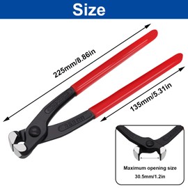 Tnisesm Ear Clamp Pliers 9 inch, Hose Clamp Crimping Tool, Carbon Steel Pinch Clamp Plier,Install Remove Clamp Nail Puller Tool for repairing pipes, fuel lines
