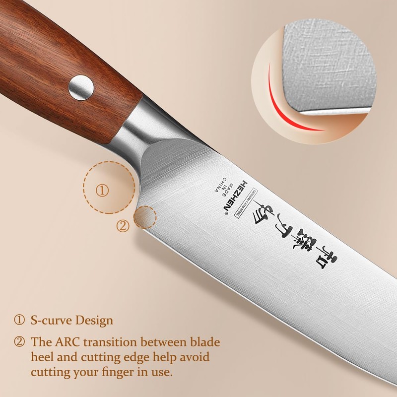 HEZHEN 5.3 Inch Steak Knives, Non Serrated Steak Knife Set