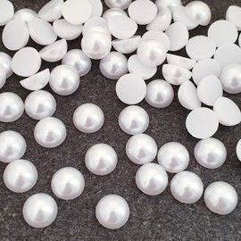 MajorCrafts® 200pcs 9mm White Flat Back Half Round Resin Pearls Arts and Crafts Gems C15