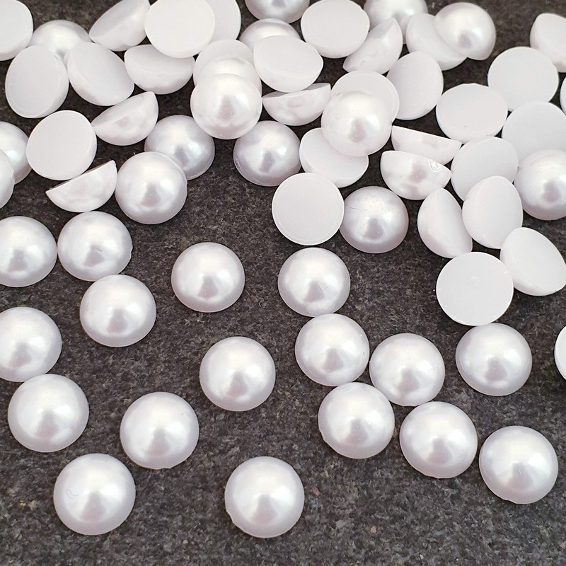 MajorCrafts® 200pcs 9mm White Flat Back Half Round Resin Pearls