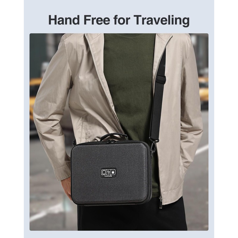 Luxtude Large Electronics Organiser Bag, Hard Tech Organiser, Shockproof Tech