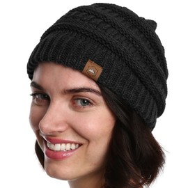 Tough Headwear Women's Beanie Winter Hat - Warm Chunky Knit Hats - Soft Stretch Thick Knitted Hat for Cold Weather, Onyx Black 1
