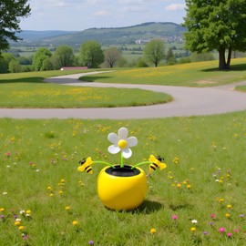 Solar Dancing Flower, Car Dashboard Ornament, Sunflower with Honey Bee Swinging Decoration, Solar Power Kits, Shaking Head Figure Interior Decoration Desktop Ornaments