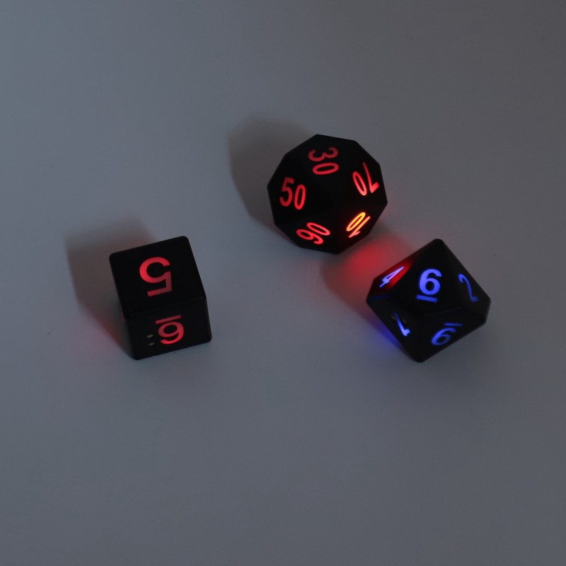 7PCS Light Up Dice ABS Rechargeable LED Electronic Polyhedral Dice