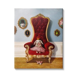 Stupell Industries Princess Rabbit Royal Heir Red Throne Funny Animal, Design by Lucia Heffernan Canvas Wall Art, 16 x 20, Blue