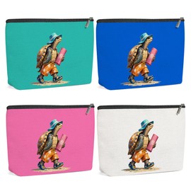 4 Pack Funny Beach Sea Turtle Gifts for Women Turtle Lovers Mom Teacher Girls Trip Makeup Bag,Travel Essentials Cosmetic Bags for Women,Birthday Graduation Christmas Vacation Girl Weekend Thank You