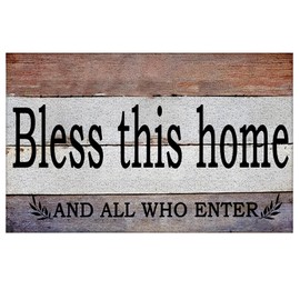 Supwhd Bless This Home and All Who Enter Front Door Mat Outdoor Indoor Entrance, Outdoor Welcome Mat, Outdoor Mats for Front Door Porch Decor, Indoor Door Mats for Entryway, 17x30 Inches