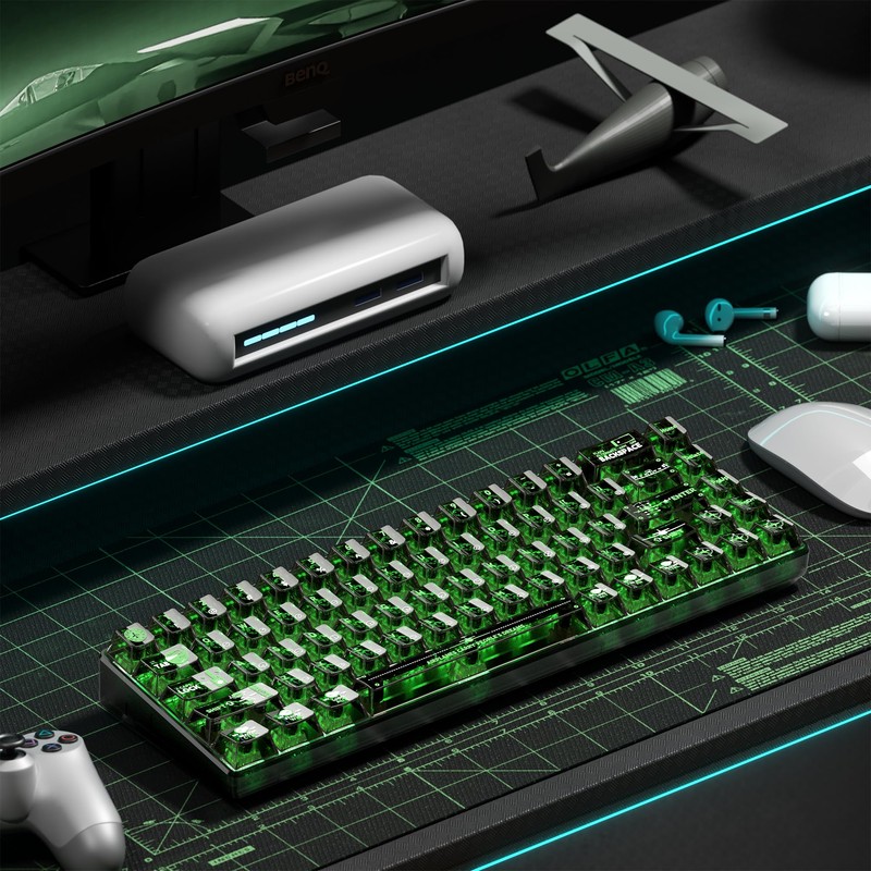GMKWTL XVX Clear Keycaps, Transparent Keyboard Keycaps, Black Crystal Keycap