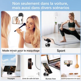 DUEDUE Upgrade Vacuum Magnetic Suction Cup Phone Holder, Ultimate Phone Holder for Dashboard 360°Adjustable Hands Free Magnetic Phone Stand for All Smartphones & All Vehicles/Gym, Black