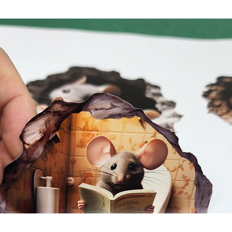 Starripon Cute Mouse in the Hole Wall Stickers, Set of