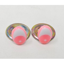 Pair of Zim's 10mm Oval Pink and White Comical Cartoon Plastic Safety Eyes for Craft Amigurumi Dolls, Toys or Puppets (Pack of 10)
