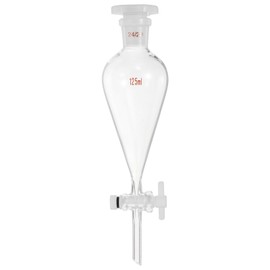 PATIKIL 125ml Conical Separating Funnel, Borosilicate Glass Heavy Wall Lab Separatory Funnel with 24/29 Joints and PTFE Stopcock for Titration Extraction