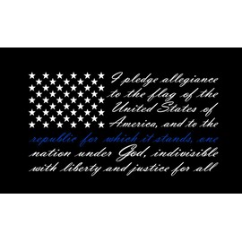 American Flag Pledge of Allegiance Blue line Stripe Vinyl Truck Window Sticker Decal (13" x 23")