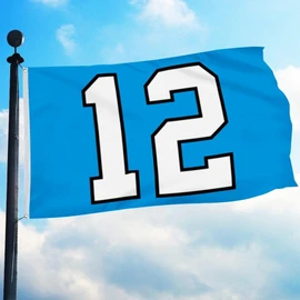 3ply Double Sided - 12TH Man Light Blue Flag Banner for Premium Heavy Duty Durable Garden Decoration Outdoor and Indoor Flags with 2 Grommets (3x5 Ft)