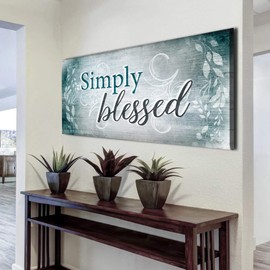 Sense of Art | Simply Blessed V4 Quote | Wooden Framed Canvas | Ready to Hang Wall Art for Home Decoration | Brown…