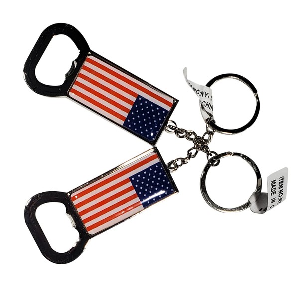 12Pack USA Flag Metal Bottle Opener Key Chain Key &
