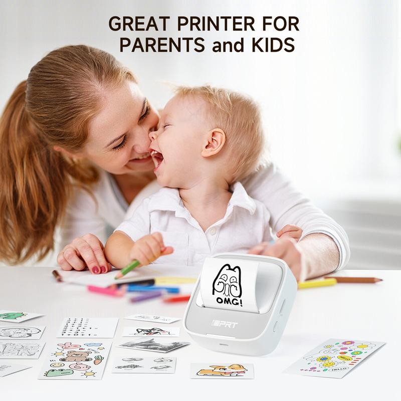 Mini Printer with 1 Roll of Stickers – Portable Bluetooth
