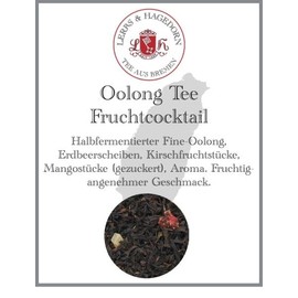 Lerbs & Hagedorn, Oolong Tea Fruit Cocktail Fruity, Aromatic 250 g (approx. 20 Litres), Strawberry Slices, Mango Pieces, Tea with Fruits