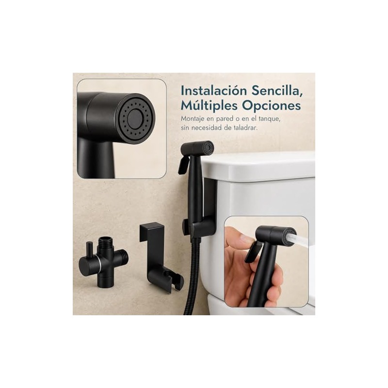 Bidet Pulverizador Acero Inoxidable para Inodoro (negro-12)