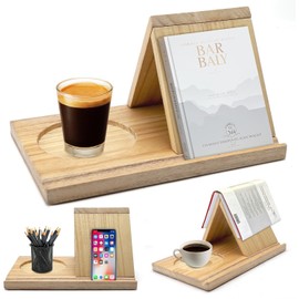 Small Reading Bookcase Book Stand Wooden Reading Stand Triangular Book Holder Short Premium Simple Bookcase for Bedside Table Office Desk Library Gift for Birthday