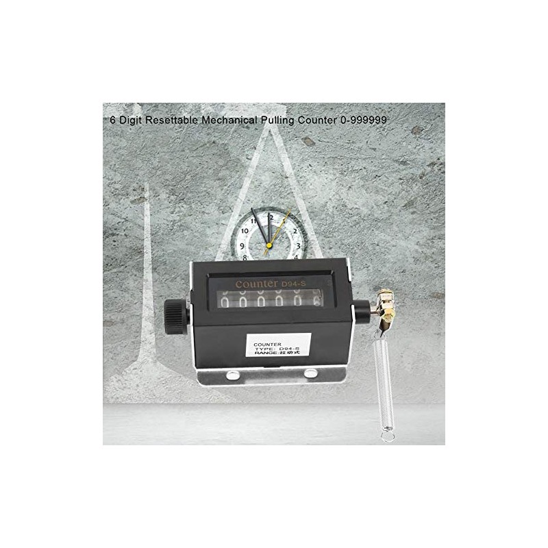 YWBL-WH D94-S Mechanical Counter 6-Digit Resettable Mechanical Draw Counter Counting