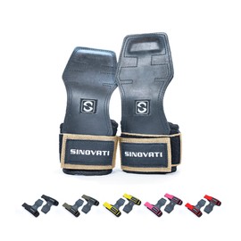 SINOVATI Lifting Straps Strength Training Lifting Straps Fitness Lifting Straps Crossfit Grips for Strength Sports Bodybuilding and Crossfit Grip Pads Fitness with 7 mm Wrist Padding Golden Brown S