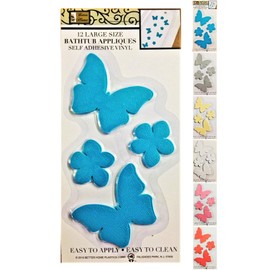 Better Home 12 Butterfly Shape Bathtub/Shower Appliques Safety Non Slip Treads, Latest Decoration Colors (Teal)