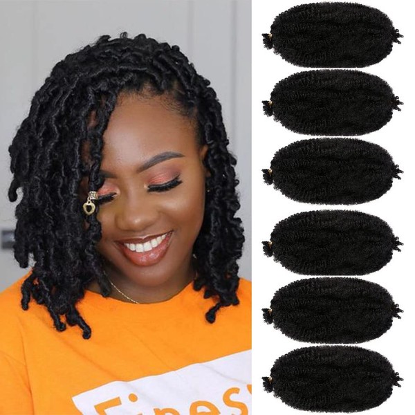 10 Inch Bob Marley Hair for Kids 6 Packs Pre-Separated Marley Hair for Faux Locs Springy Afro Twist Crochet Braids Marley Twist Braiding Hair for Women