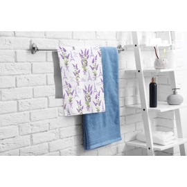 oFloral Hand Towels Cotton Washcloths Lavender Flowers and Eiffel Tower Pattern Purple,Comfortable Soft Towels for Bathroom/Kitchen/Yoga/Golf/Hair/Face Towel for Men/Women/Girl/Boys 15X30 Inch