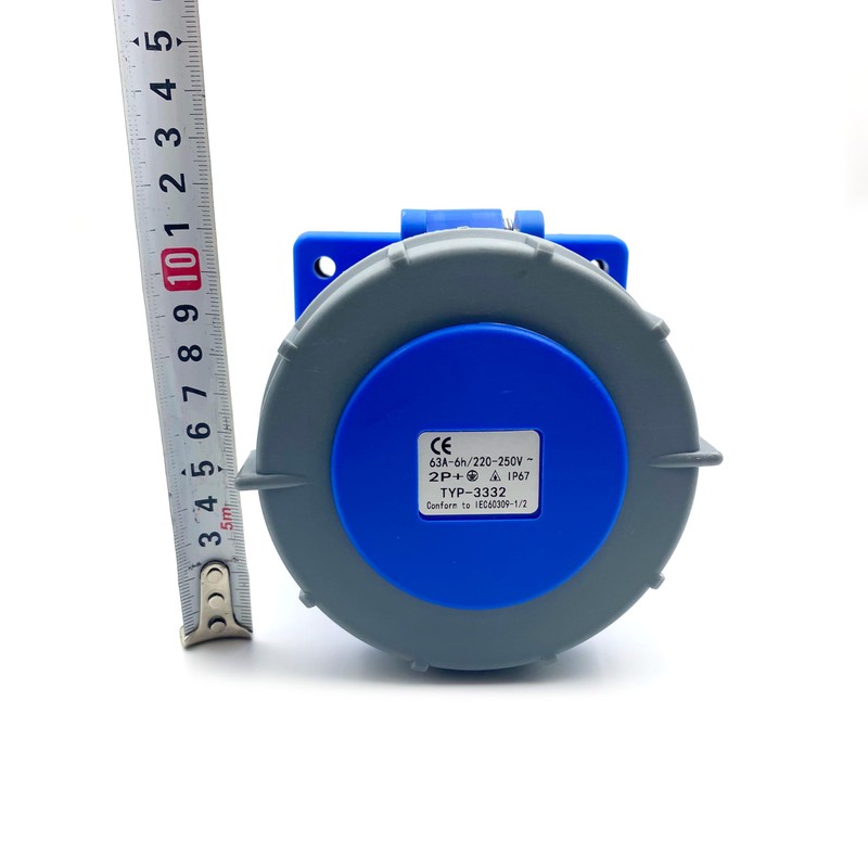 IEC 60309 Waterproof Industrial Connector Socket, 3Pin 63A 200V-250V 2P+E