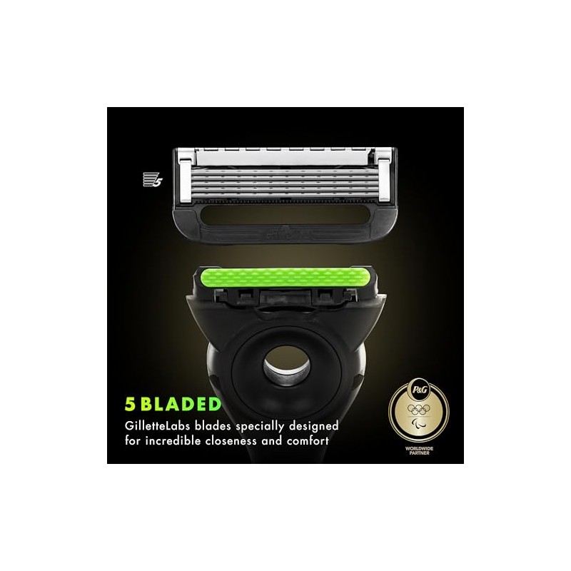 GilletteLabs with Exfoliating Bar Razor for Men, Champion Gold Edition