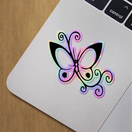 Holographic Decal Stickers of Elegant Butterfly with Vine Premium Waterproof Vinyl Decal Stickers for Laptop Phone Accessory Helmet Car Window Mug Tuber Cup Door Wall Decoration ANDVER3504162HO