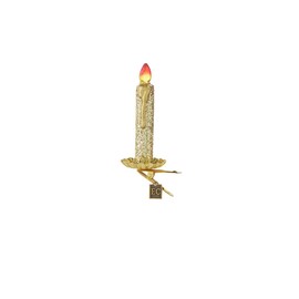 EC 4.75" CLIP-ON GOLD GLITTERED CANDLE ORNAMENT