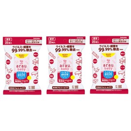 Alau Baby Virus Infection Prevention Wet Wipes, 25 Sheets (Set of 3)