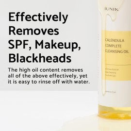 IUNIK Calendula & Jojoba Vegan Cleansing Oil – Gentle Makeup Remover & Blackhead Melter (94% Plant-Based Oils)